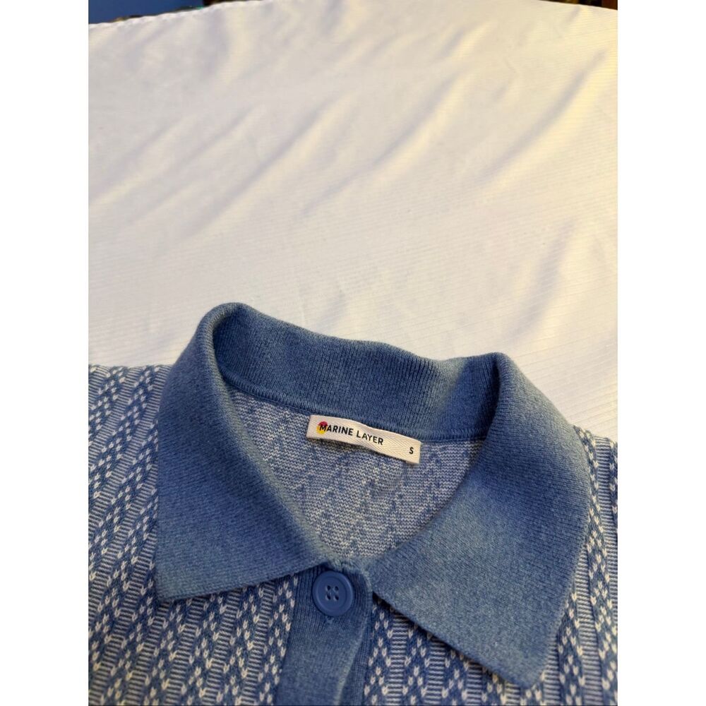 Marine Layer Alice Textured Blue Polo Dress Size Small - Picture 3 of 8